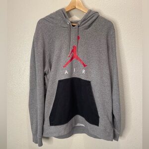 Nike Air Gray Pullover Hoodie with Red Jumpman Logo Size XL